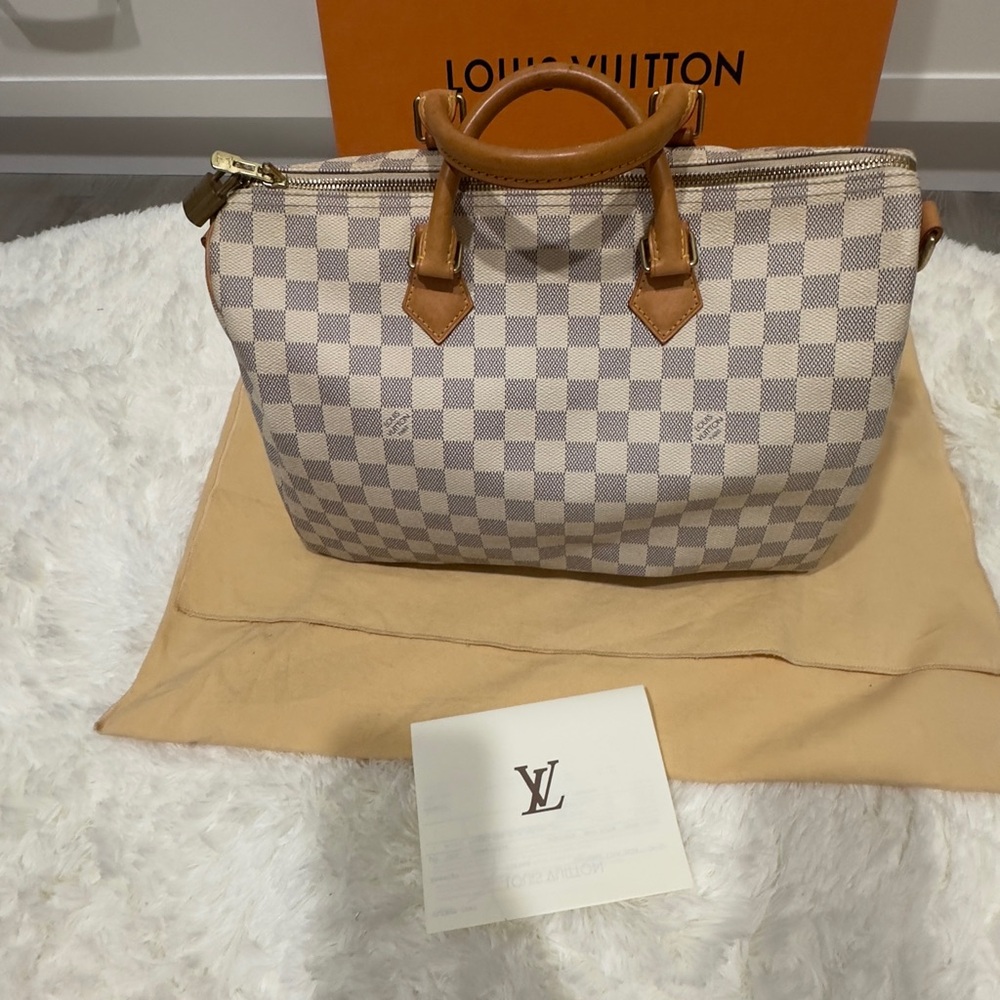 Louis Vuitton Damier Azur Satchel - Cream and Tan 35 - Picture 4 of 16